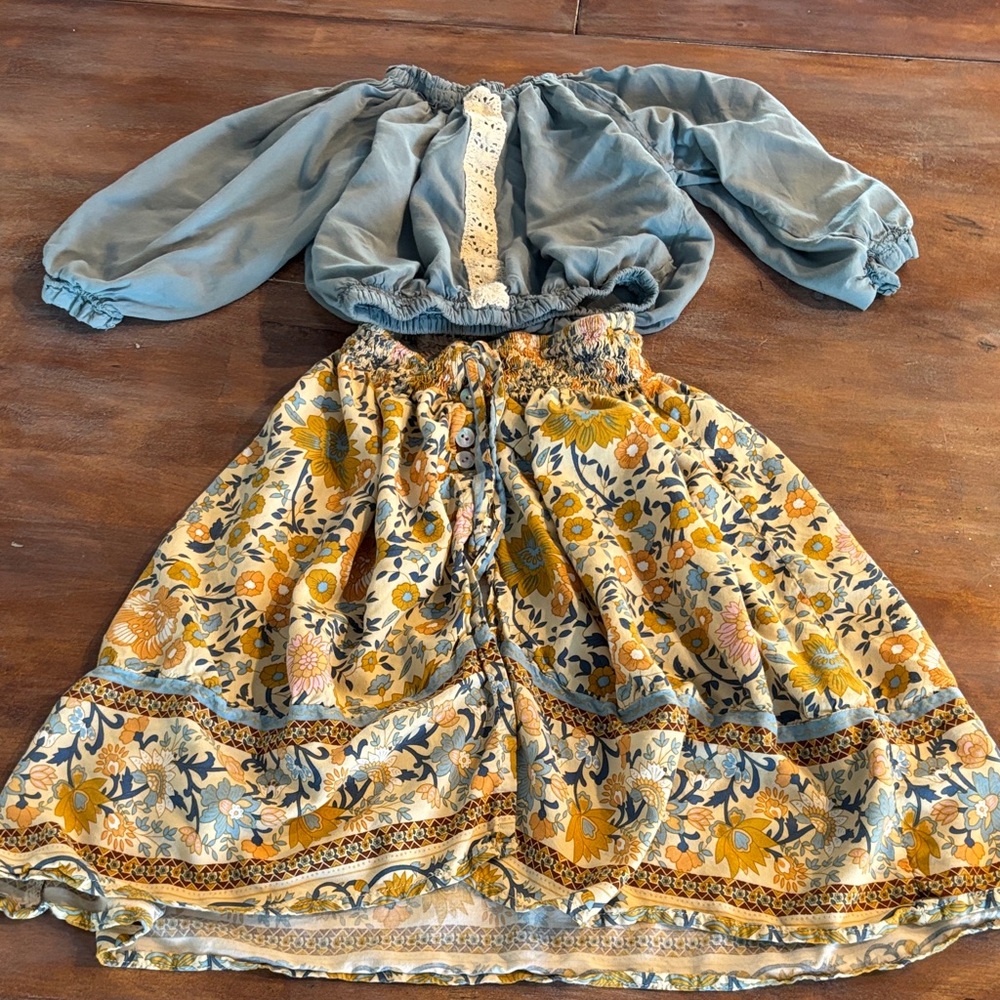 Last call, July garage sale: Floral Skirt & Blouse